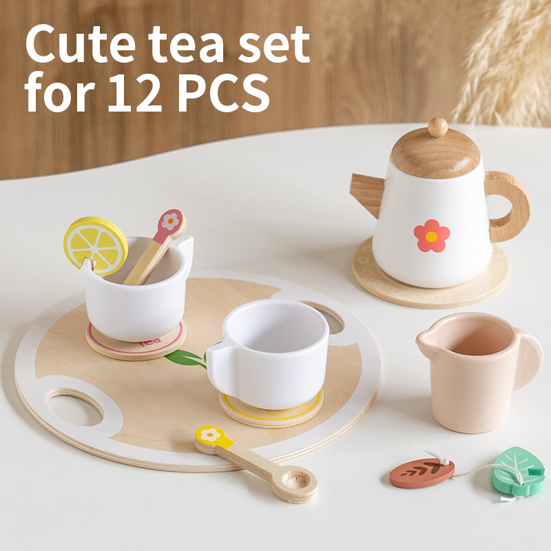 Kids Toys Kitchen - 子供向けごっこ遊びおもちゃ 人気 キッズキッチンおもちゃ 本物そっくり木製ティーセット パーティーおもちゃセット