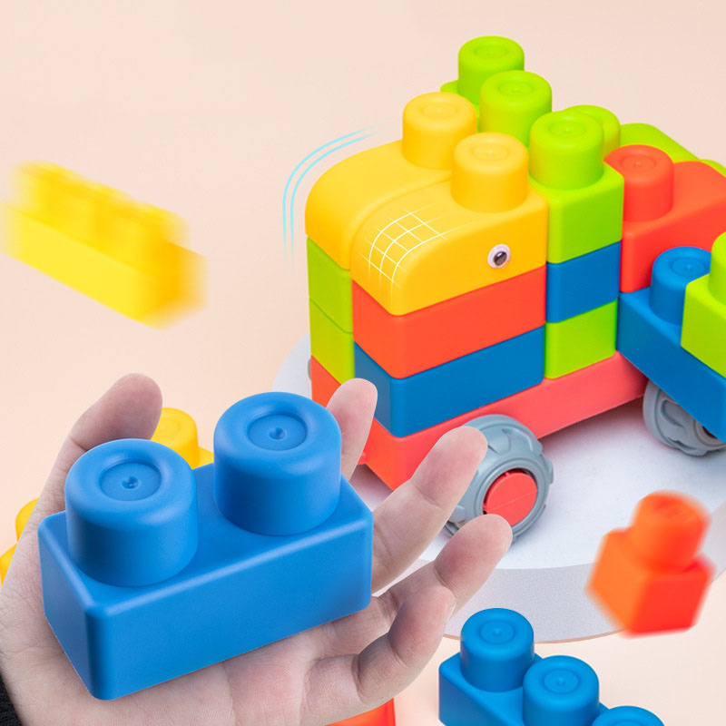 Kids Toys Lego - DIY ベビーソフトラバー大きな粒子レンガモデルのおもちゃ安全なチュアブルとゆで組立ビルディングブロック子供の早期教育玩具