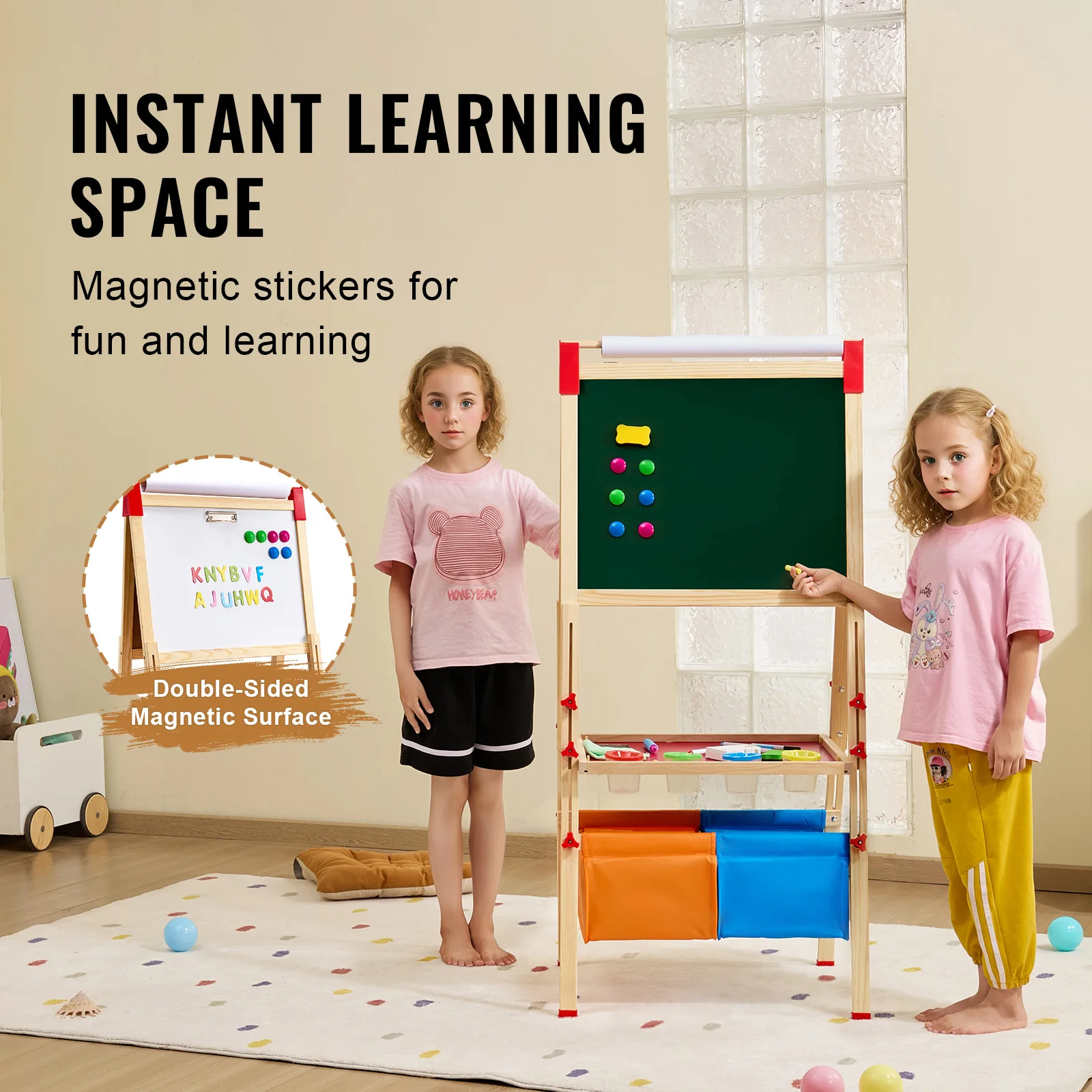 Kids Art Easel - 子供用女の子向けSucceBuy子供用磁気お絵かきボードワードパッドベビーカラーグラフィティスタンディングアートイーゼル教育用お絵かきおもちゃ