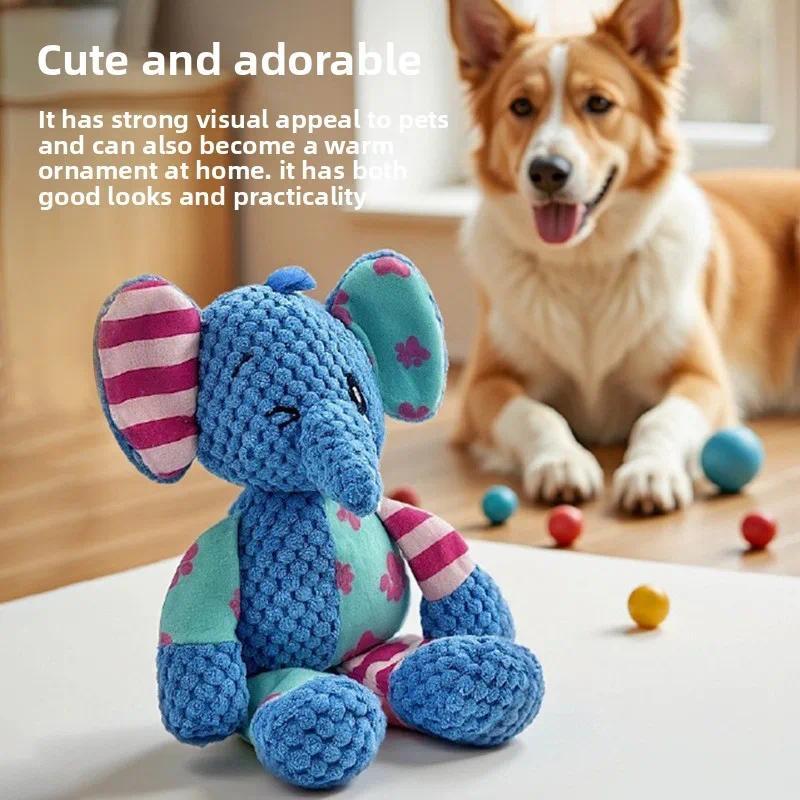 Kids Toys Elephant - 1 ピースインタラクティブ鳴き笛付きぬいぐるみ犬用噛むおもちゃかわいい象の噛みつきに強い歯磨き音が鳴る人形ペット用品
