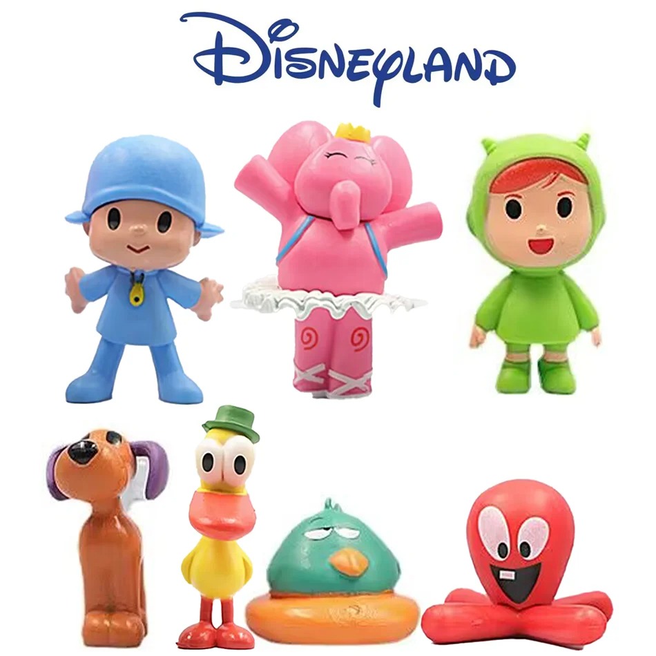 Kids Toys Elephant - 7 ピース/セット Pocoyo 動物のおもちゃ鳥アヒル象人形モデルシーン装飾品アニメ漫画かわいい Pvc フィギュアおもちゃ