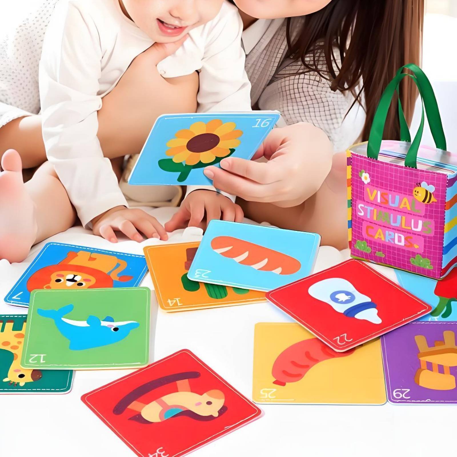 Educational Flash Card - 早期教育用布製カード 0〜36ヶ月 視覚刺激カード 高コントラストフラッシュカード 非環境に優しいインク 乳幼児向け