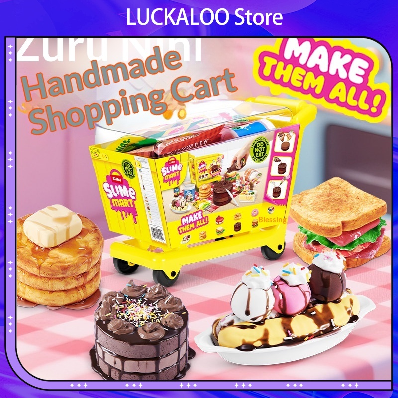 Kids Toys Kitchen - ズルミニスライムマートショッピングカートブラインドボックスDIY手作りフードスライムキットごっこ遊び子供向けクリエイティブギフトおもちゃ