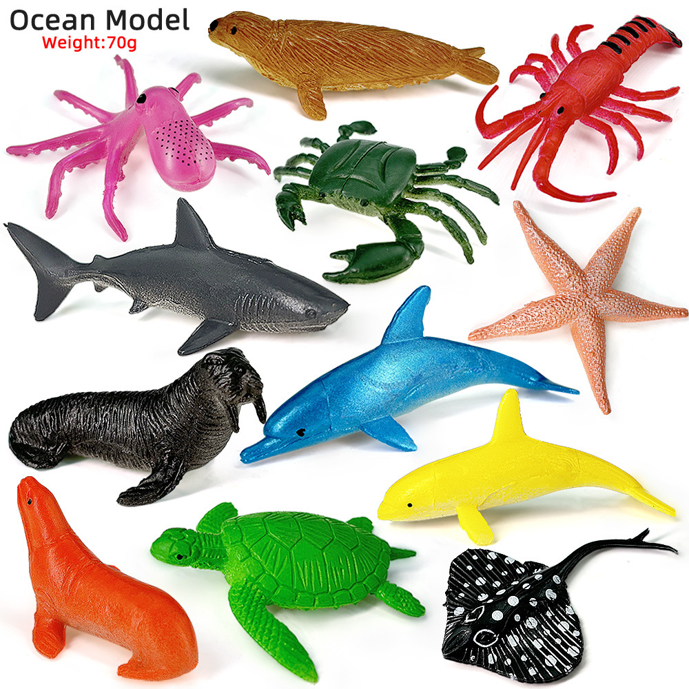 Sandbox Play Set - 12個セット 海洋生物セット 動物モデル クマガニ イカ ヒトデ