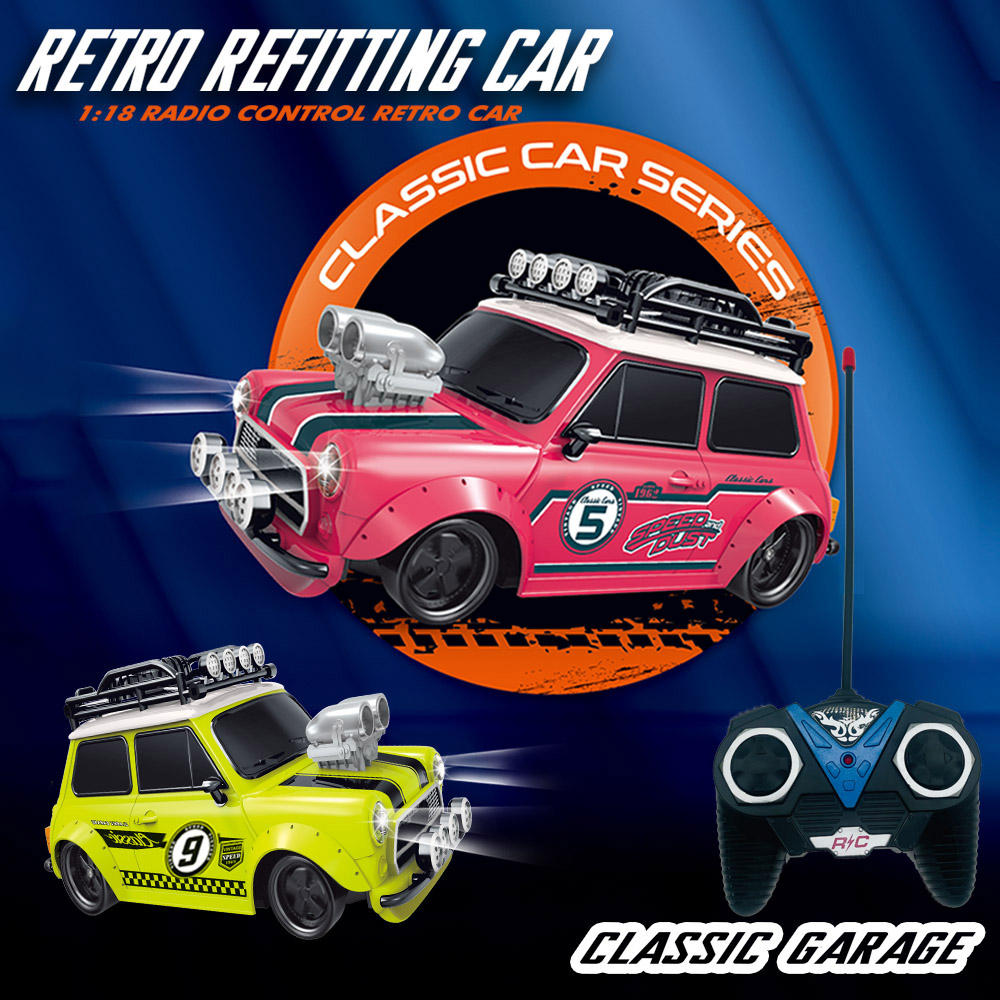 Kids Toys Channel - 1:18レトロ改造ミニカー 4チャンネルリモコンカー 27MHz RCカー 高速ライト改造車両モデルカー おもちゃ