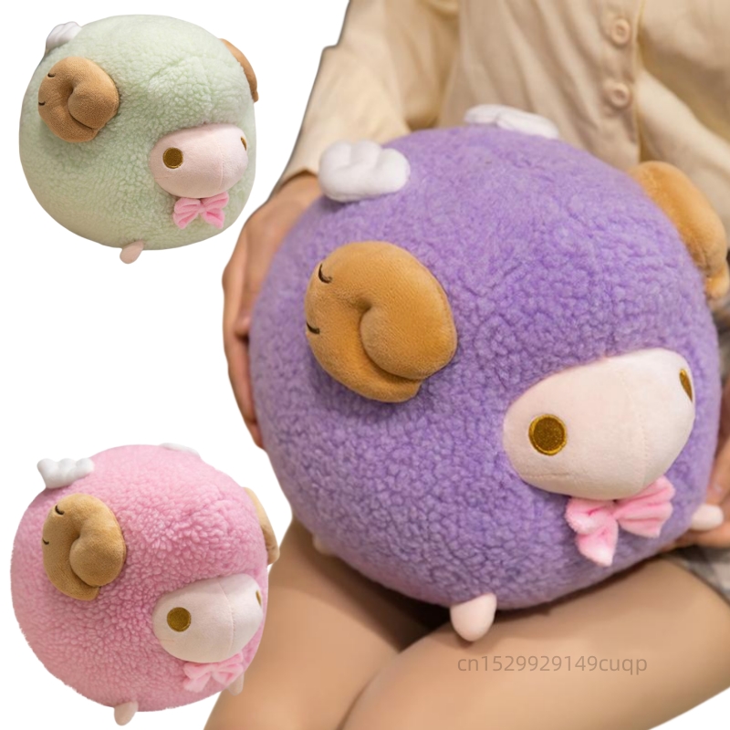 Kids Toys Deals - 卸売 25cm 漫画風のかわいい丸い羊のぬいぐるみ枕 パープル ピンク グリーン