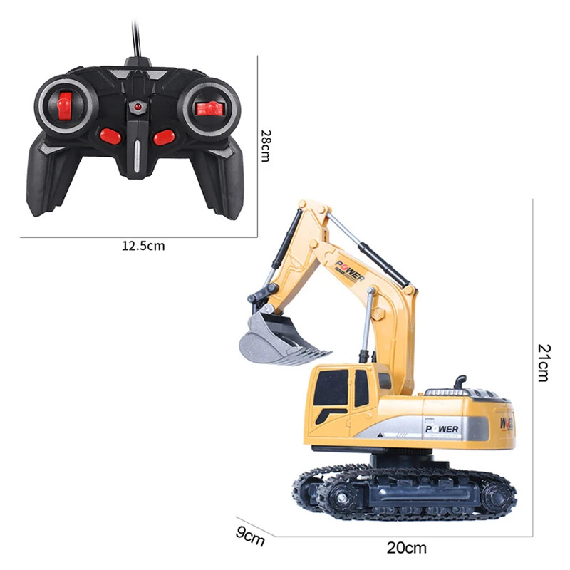 Kids Toys Channel - 2.4Ghz 6チャンネル 1/24 RC掘削機、合金とプラスチック製のRCエンジニアリングカー、男の子向けおもちゃ、6CHと5CH RTR、子供向けクリスマスプレゼント