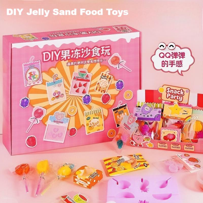 Kids Toys Kitchen - DIYミニチュアフードおもちゃセット DIYゼリーサンドフードおもちゃ キッチンごっこ遊びセット クリスマスプレゼント 子供向け 自分で食べ物を作る