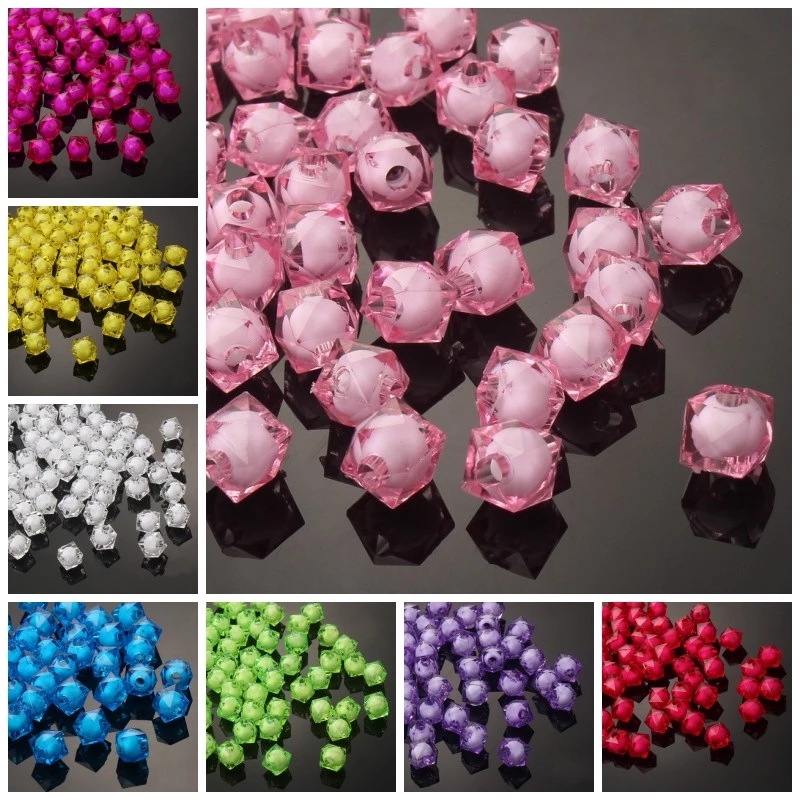 Kids Toys Deals - 卸売 8/10/12mm 透明な正方形アクリルファセットビーズ、ビーズジュエリー、子供DIYおもちゃビーズ