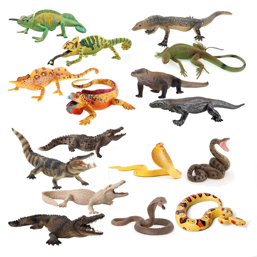 Sandbox Play Set - プラスチックカメレオンモデルおもちゃイグアナワニ置物トカゲモロク爬虫類動物アクションフィギュア子供のおもちゃゲームキッズギフト