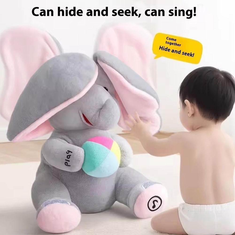 Kids Toys Elephant - かくれんぼ象のぬいぐるみ赤ちゃんインタラクティブ歌う音楽玩具子供を落ち着かせるための頭上げトレーニングおもちゃクリスマスギフト