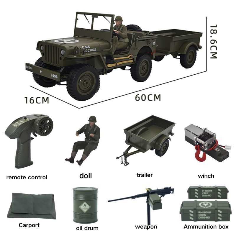 Kids Toys Under $10 - JJRC C8815 RCカー 1941年製ジープ・ウィリス 2.4G 4WD