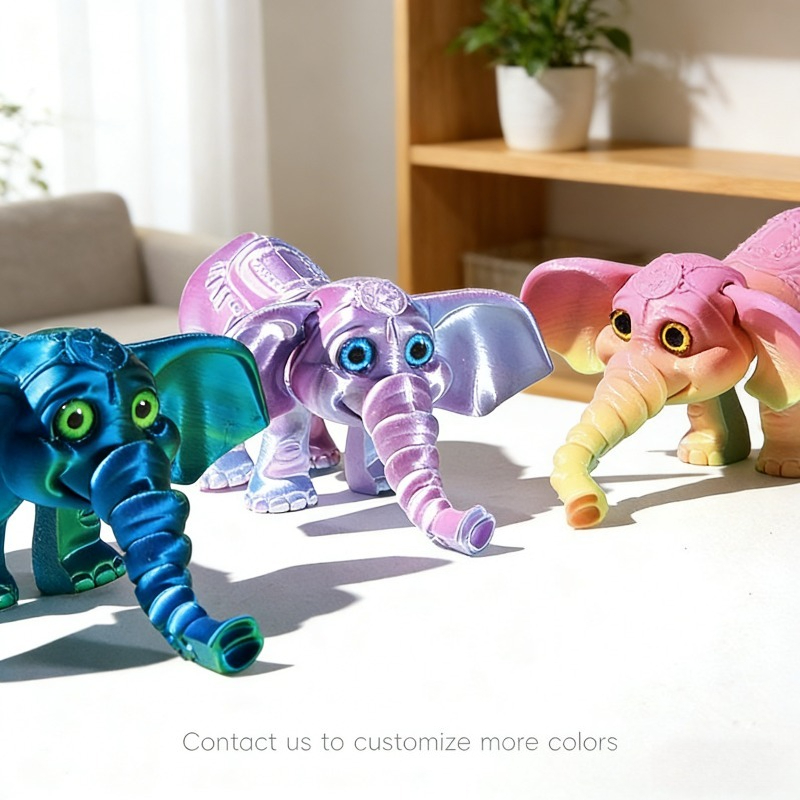Kids Toys Elephant - 10 センチメートル 3D プリント象モデル多関節可動象アクションフィギュア固体ミニ象人形デスクトップ装飾ギフト