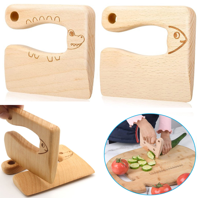 Kids Toys Kitchen - 子供用木製ナイフ,モンテッソーリ教育玩具,シミュレーション,カッティング,子供用キッチン,模造ゲーム