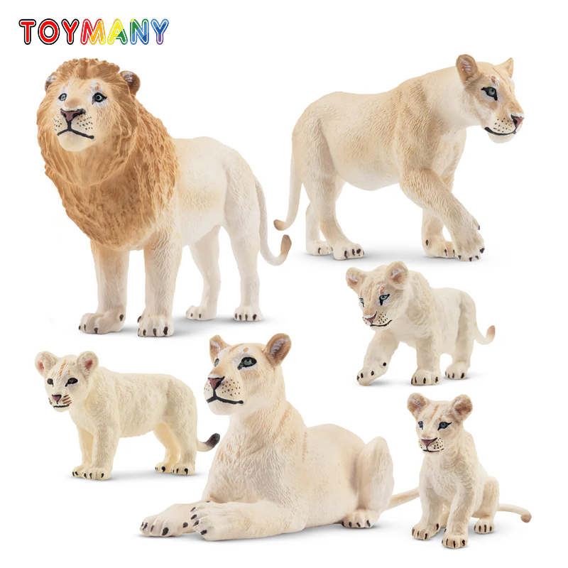 Kids Toys Latest - 子供のための白いライオンの家族の動物のおもちゃ,ミニライオンの置物,人形,アクションフィギュア,シミュレーションおもちゃ,ギフト,6個