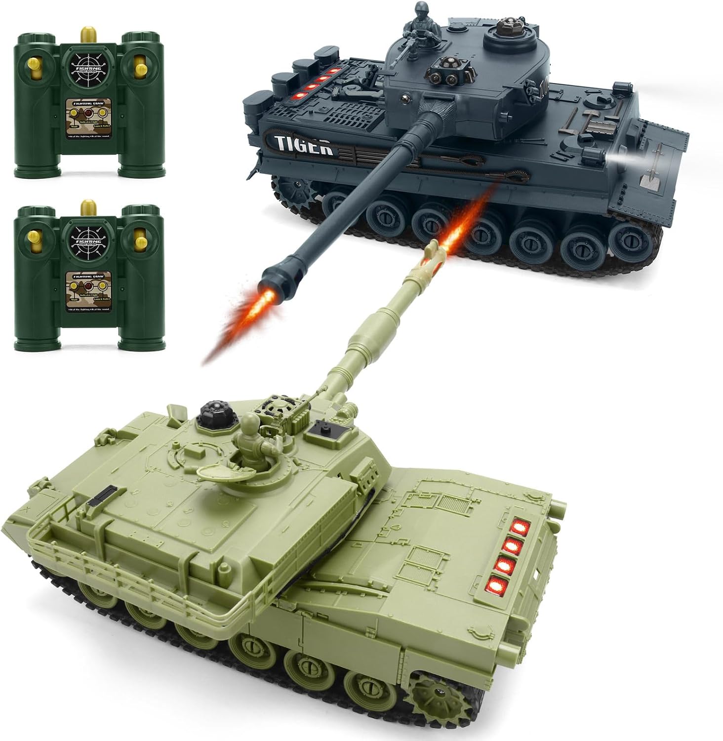 Kids Toys Channel - 1/28スケール ラジコン戦車セット サウンドエフェクト、LEDライト、バトルゲーム、ライフインジケーター付き - 2.4GHz 9チャンネル赤外線射撃
