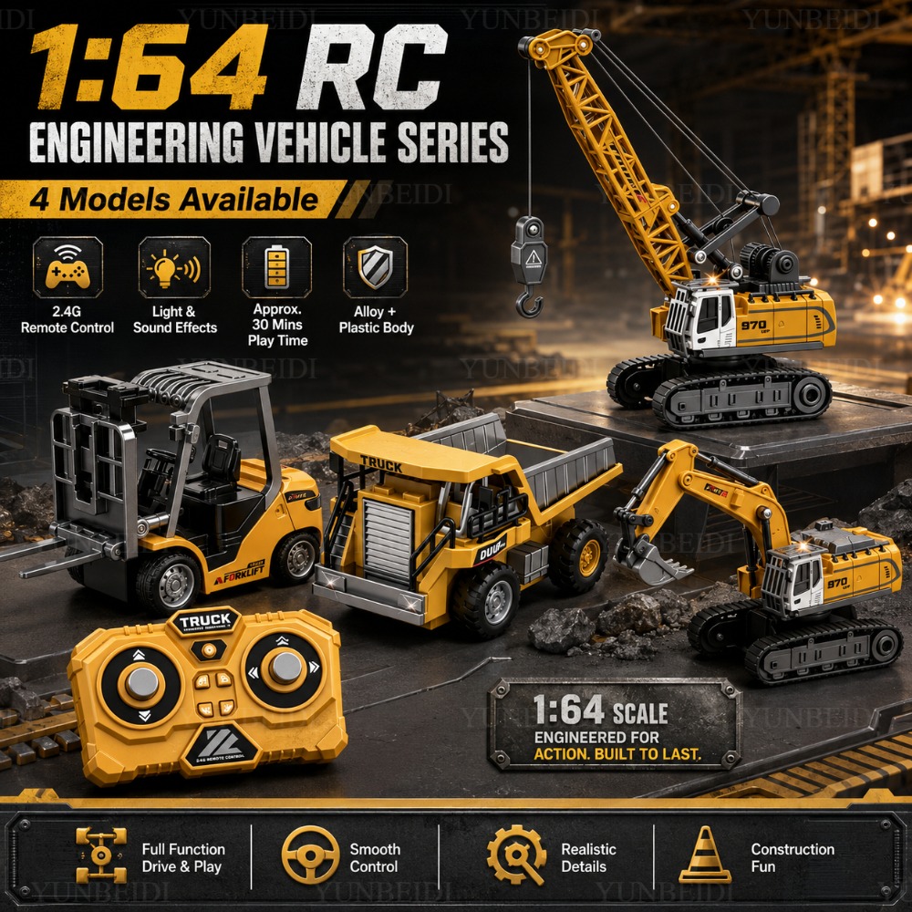 Kids Toys Under $10 - リモートコントロールミニ合金車 1:64 フォークリフトクレーン掘削機デスクトップゲーム 2.4G RC エンジニアリングリフトトラック子供のおもちゃフェスティバルギフト