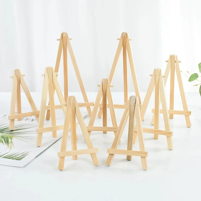 Kids Art Easel - 10 個木製ミニイーゼルフレームデスクトップ三角形ディスプレイスタンド結婚式のテーブルカードスタンドホルダー子供絵画クラフトアーティスト三脚