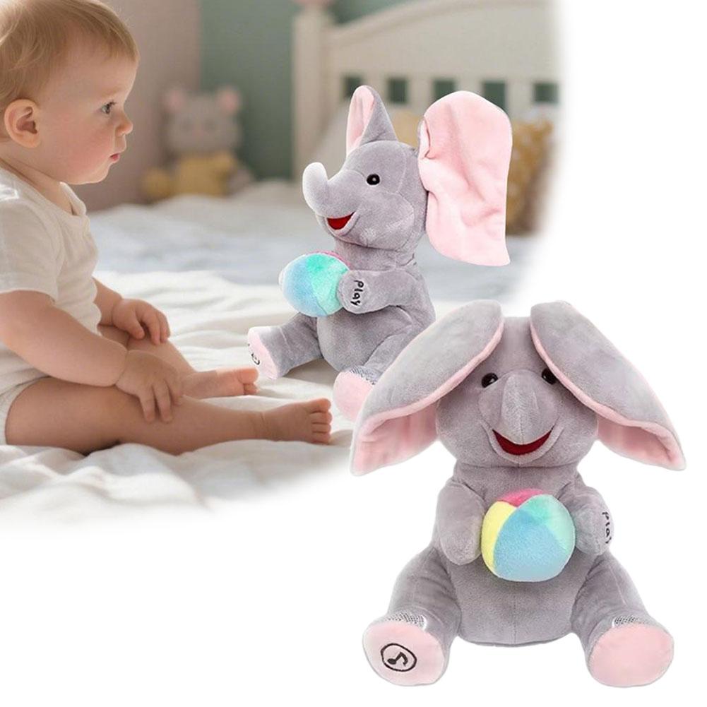 面白いかくれんぼ象のぬいぐるみ、耳を振って陽気な歌を歌う、象 - Kids Toys Elephant のレビューと価格