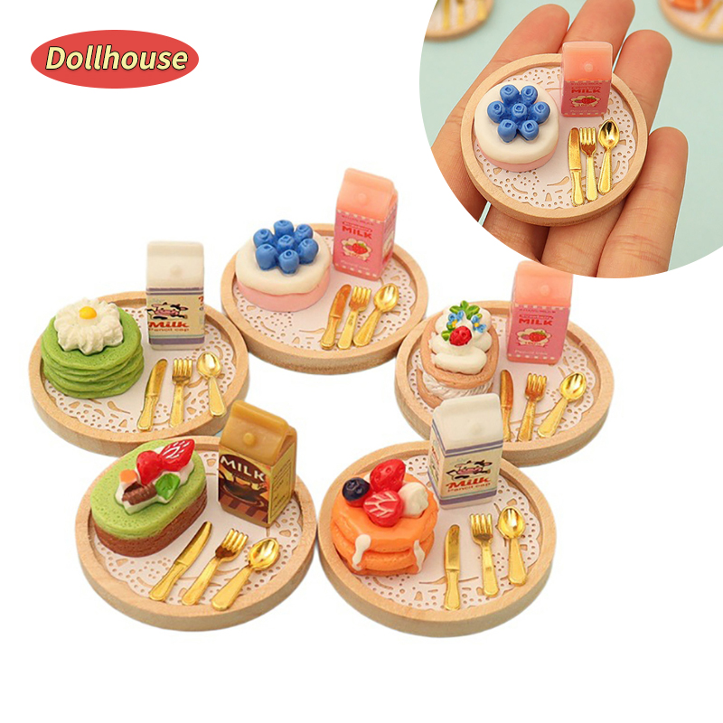1 セット 1:12 ドールハウスミニチュアケーキミルクフォ - Kids Toys House のレビューと価格