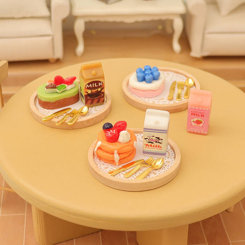 1 セット 1:12 ドールハウスミニチュアケーキミルクフォ - Kids Toys House のレビューと価格