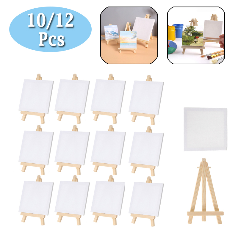 10/12個入りミニキャンバスとイーゼルセット、小型アートイ - Kids Art Easel のレビューと価格