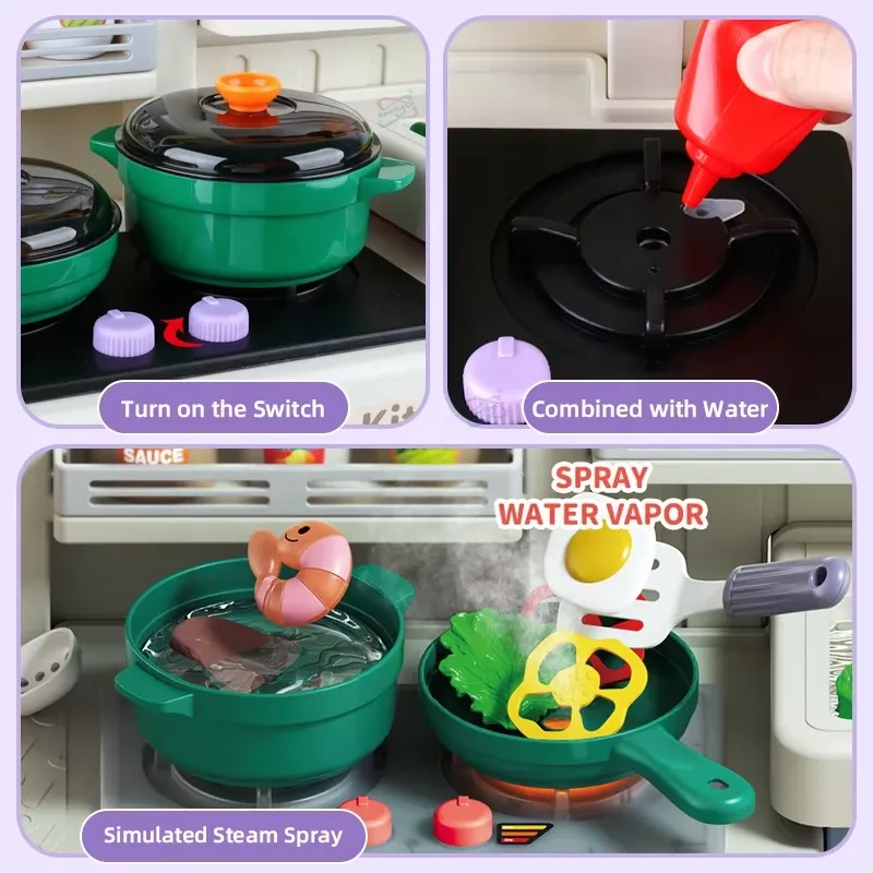 90cm大型ごっこ遊びキッチンセット（ライト、サウンド、シン - Kids Toys Kitchen のレビューと価格