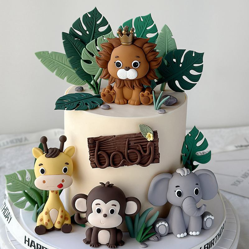 ジャングルサファリ動物人形ケーキデコレーションライオン象マネ - Kids Toys Elephant のレビューと価格