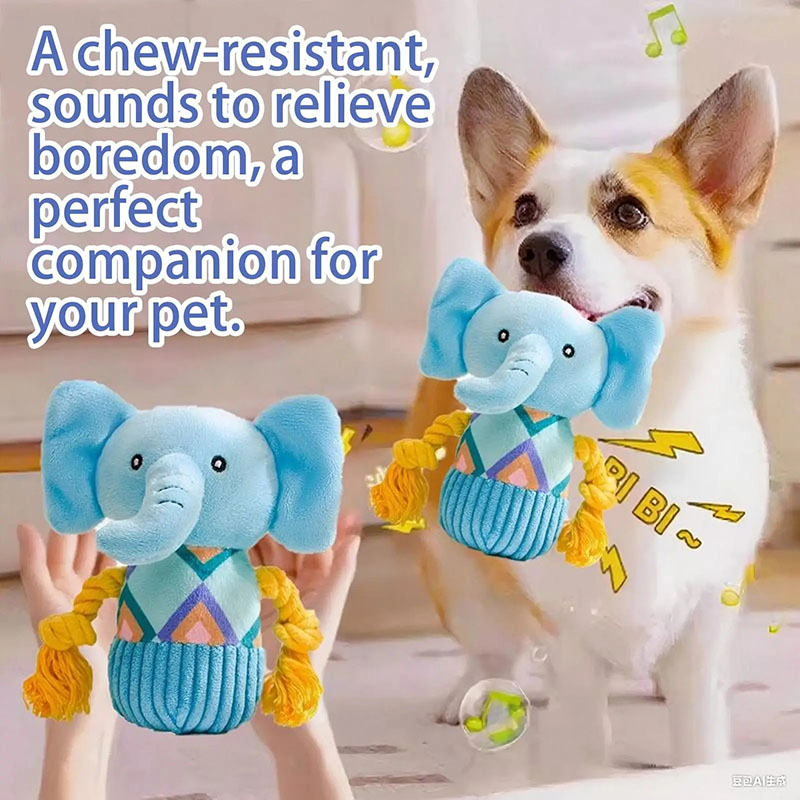 柔らかい象の形のぬいぐるみペット用おもちゃ、噛みつきにくいぬ - Kids Toys Elephant のレビューと価格