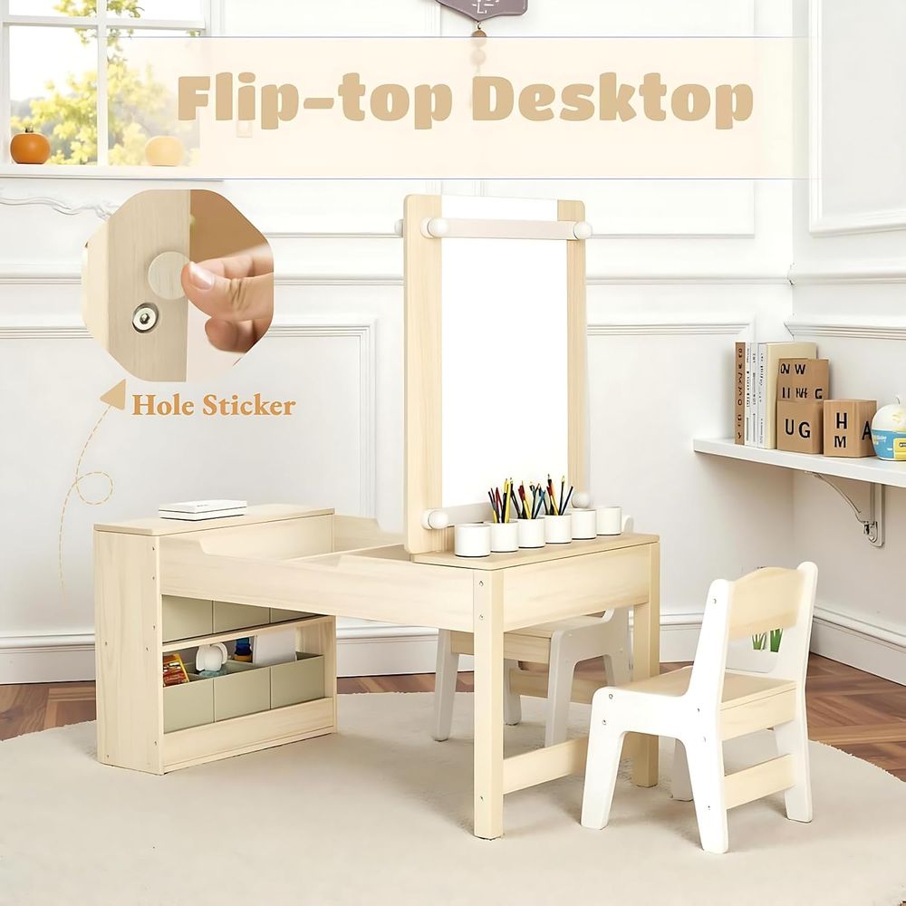キッズアートテーブルと椅子セット、幼児用クレートデスク（イー - Kids Art Easel のレビューと価格