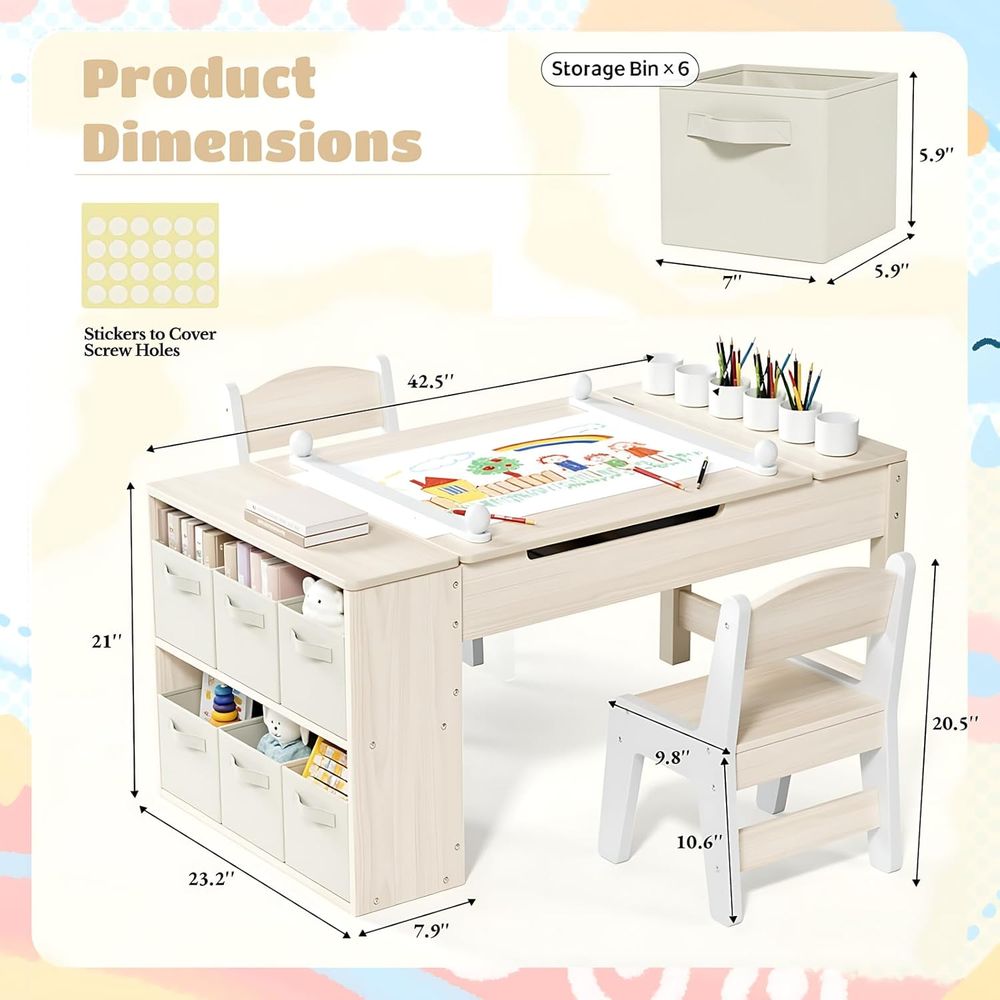 キッズアートテーブルと椅子セット、幼児用クレートデスク（イー - Kids Art Easel のレビューと価格