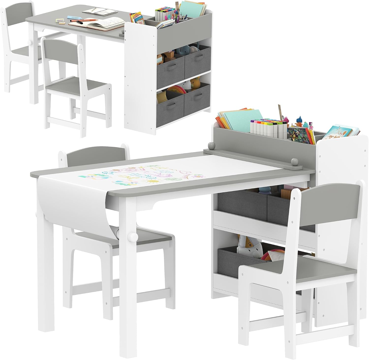 子供用アートテーブル＆イーゼルチェアセット（ペーパーロール付 - Kids Art Easel のレビューと価格