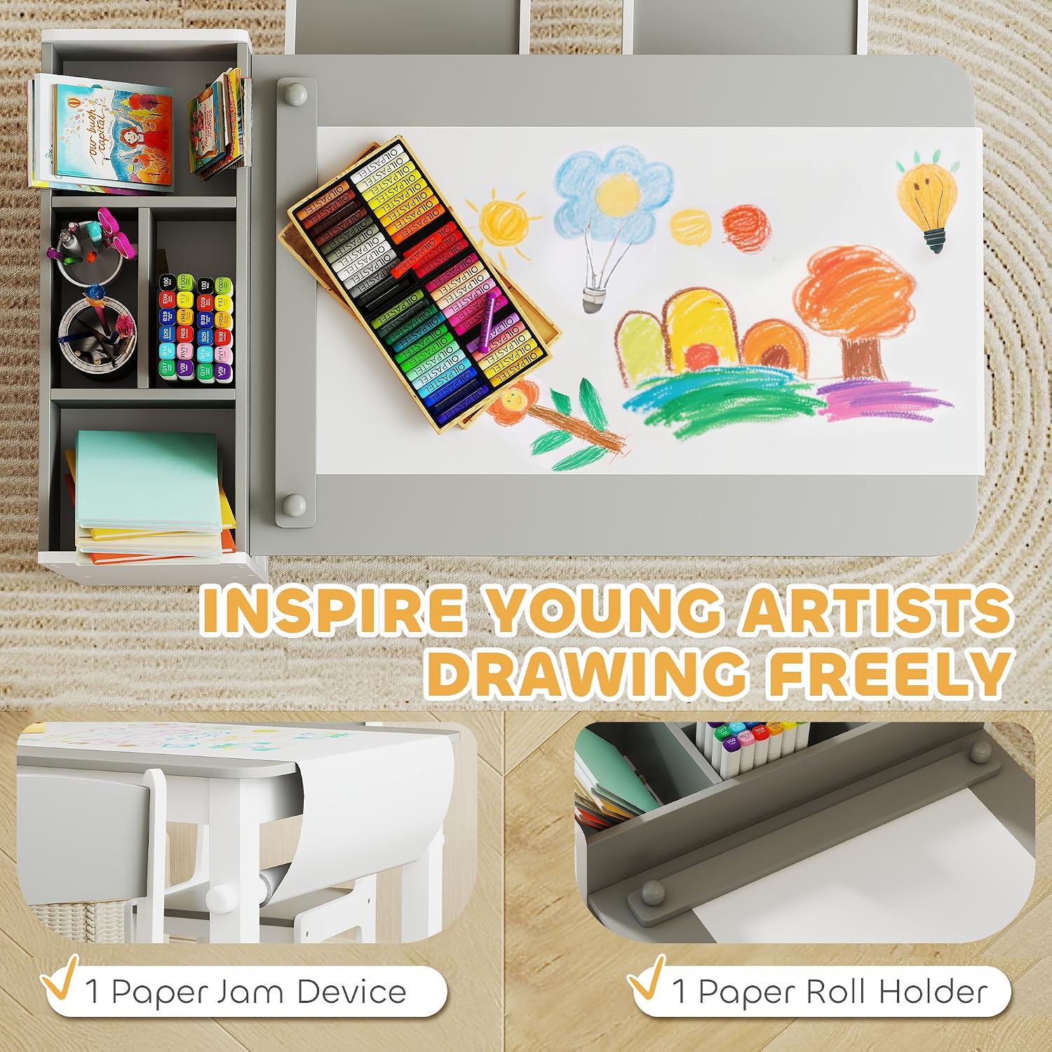 子供用アートテーブル＆イーゼルチェアセット（ペーパーロール付 - Kids Art Easel のレビューと価格
