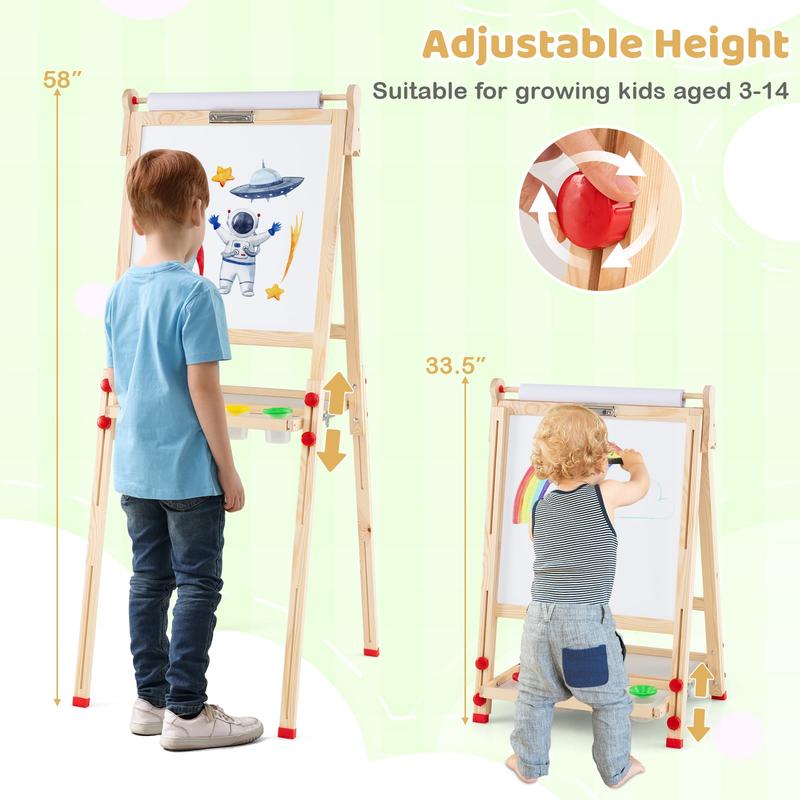3-in-1両面折りたたみ式木製子供用アートイーゼル（ペーパ - Kids Art Easel のレビューと価格