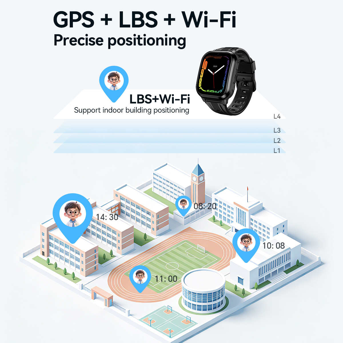 HOCO Y108 1.69インチHD液晶曲面タッチスクリー - Kids Smartwatch Gps のレビューと価格