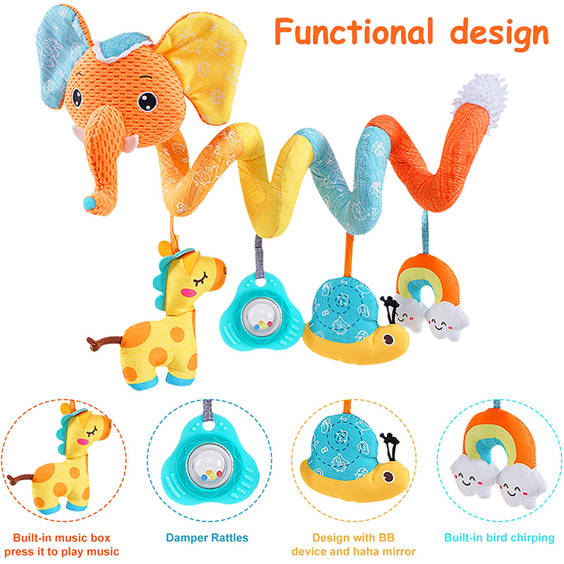 カーシートおもちゃ幼児カラー象ベビーカーストレッチスパイラル - Kids Toys Elephant のレビューと価格
